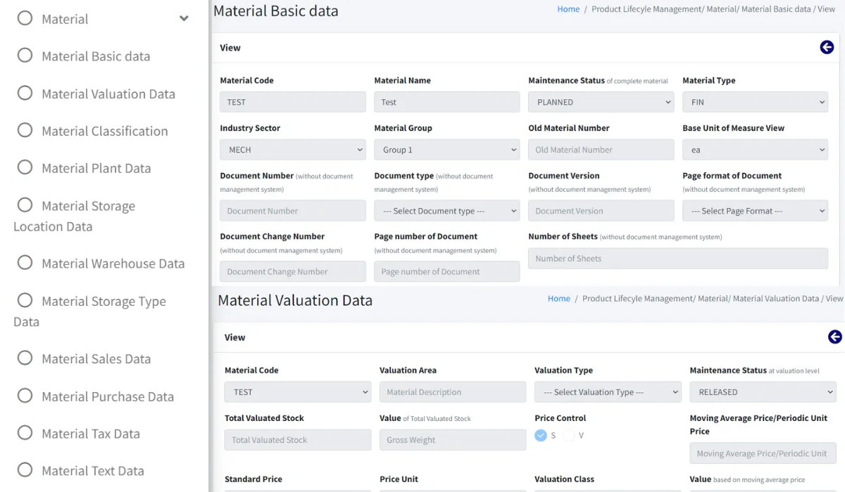 ITWORKS ERP Help: Material Master